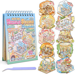 10 Sets DIY 3D House Stickers, Scene Miniature Sticker , Cute Cartoon Scenes for