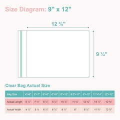Acid-Free Picture Sleeves, 100Pack Crystal Clear Storage Bags for 9×12 Art Print
