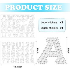 107 Pcs 4 Sheets Pearl Self Adhesive Stickers 3 Sheets A-Z Glitter Rhinestone…
