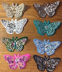 FANCY BUTTERFLY Pre-Made Die-Cuts (3pc)Victorian•Steampunk•Filagree •Glittered••