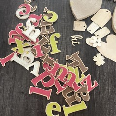 Mixed Media Craft Lot 138 Pieces Wood Cutouts Chipboard Letter Tags Junk Journal