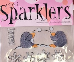 Christmas Sticker Lot Die Cut, 3-D, Glass Beaded Penguins, Snowman Snow Flake