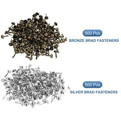 1000 PCS Paper Brass Fasteners Split Pins, Bronze/Silver, 4.5 x 8 mm