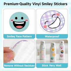 Anwyll 200Pcs Smiley Face Stickers – 2Inch Cute Smile Water Bottle Stickers for