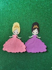 2 Pretty Princess Girl Cardstock die cuts Ball Dress, crown see pics.