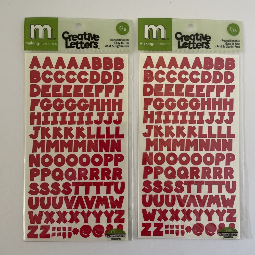 Lot of 2 Making Memories 7/16” Chunky Red Creative Letters Alphabet Stickers