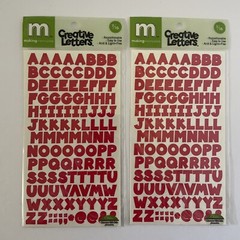 Lot of 2 Making Memories 7/16” Chunky Red Creative Letters Alphabet Stickers