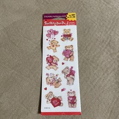 Vintage Teddy Bear Stickers Stickety Doo Da Scrapbook Hearts Y2K Valentines Red