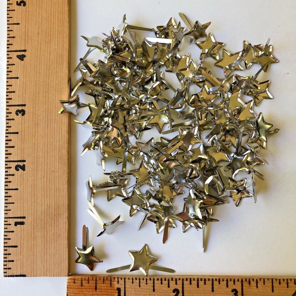 HyGlo Deco Fasteners – Brads – 1/2” Silver Stars» – 100 – NEW