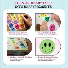 1000PCS Multi-Color Smiley Face Stickers 1 Inch – 2 Rolls of 500 Happy Face L…