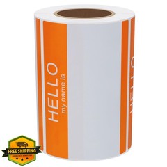 HYBSK Hello My Name Is Stickers Orange 200 Labels