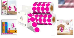 Fluorescent Pink Color-Code Dot Stickers, 10000 Labels