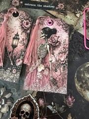 Victorian Gothic Junk Journal Kit Ephemera Bundle 100+ Pcs Pink Roses Skulls