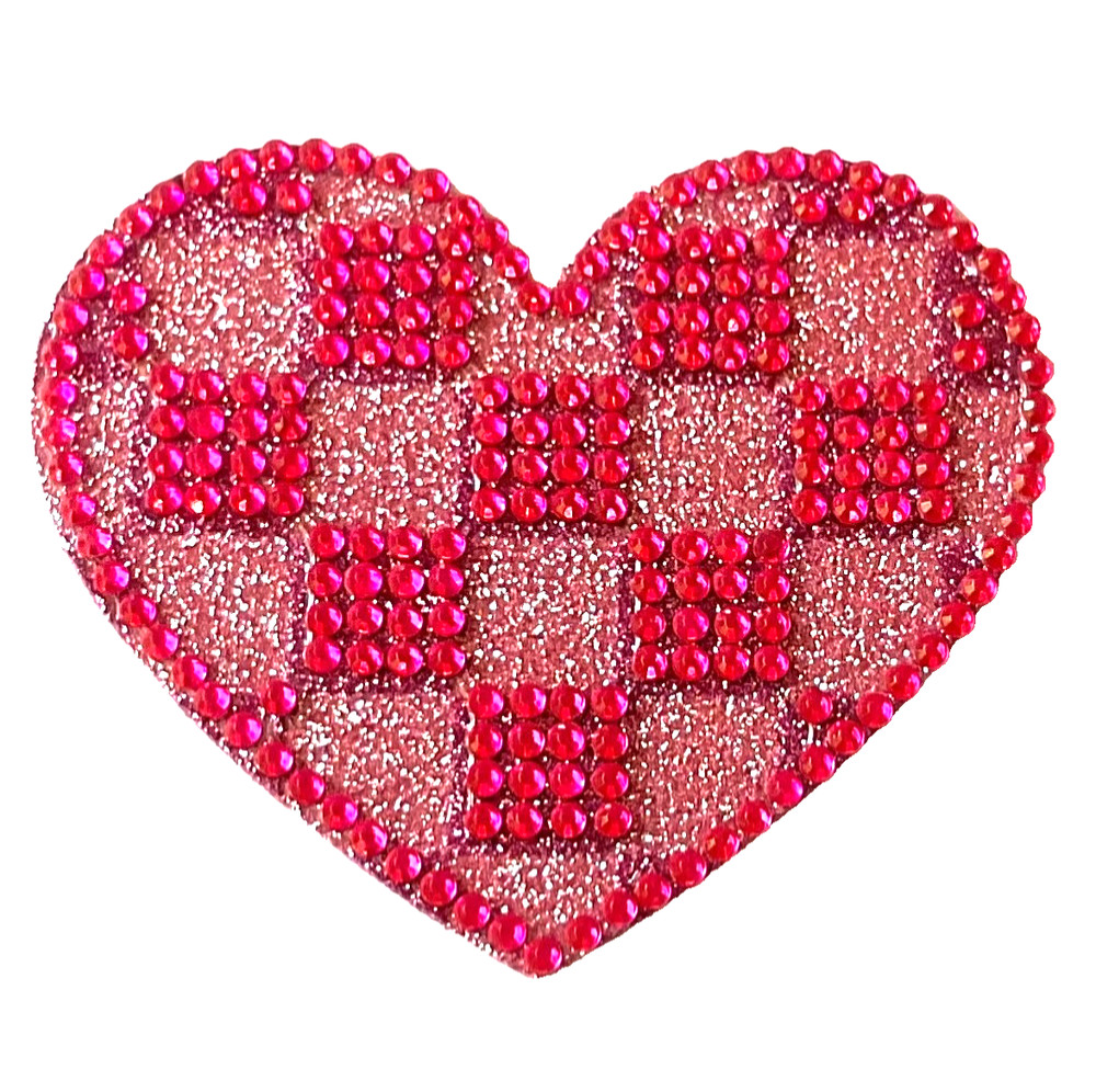2-inch Rhinestone & Glitter Pink Heart Adhesive Gem/Sticker, Embellishment/Bling