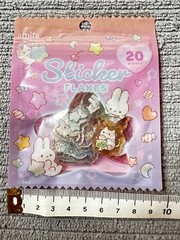 Amifa Kira Animal Flake Stickers 20pcs x5 Packs Cute Rabbit Bear Cat Japan New