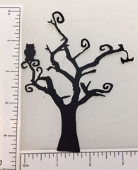 Halloween Die Cuts * Owl in Tree * Set of 12 * Black Cardstock * Spooky Tree