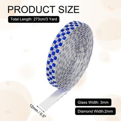 3 Yard Rhinestone Ribbon, 4mm x 4mm Crystal Rhinestone Strips, Dark Blue
