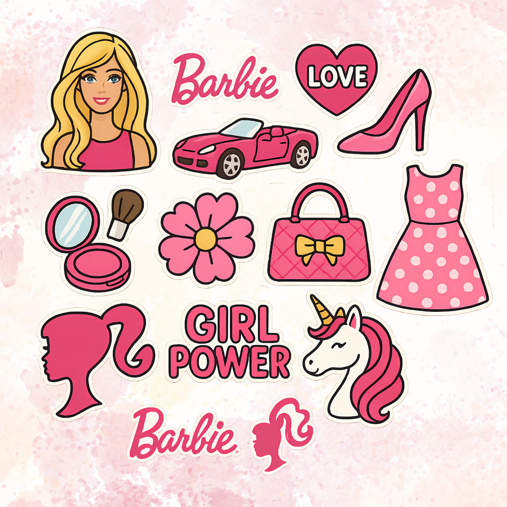 Barbie Holographic Vinyl Stickers Decals Laptop, Water Bottle,Journal, Scrapbook
