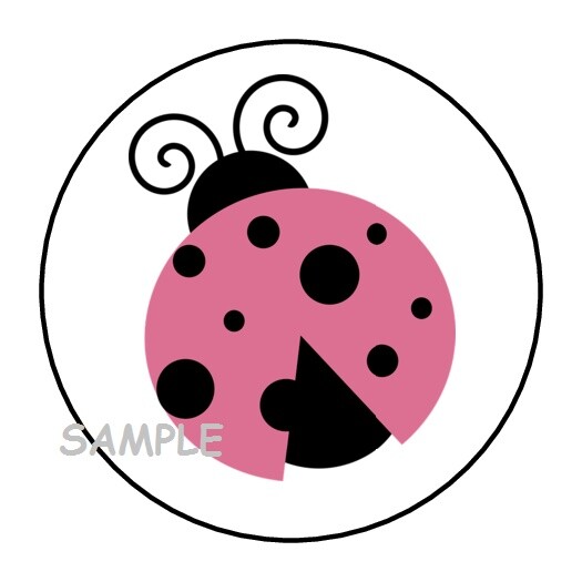 30 PINK LADYBUG ENVELOPE SEALS LABELS STICKERS 1.5″ ROUND BIRTHDAY PARTY FAVORS