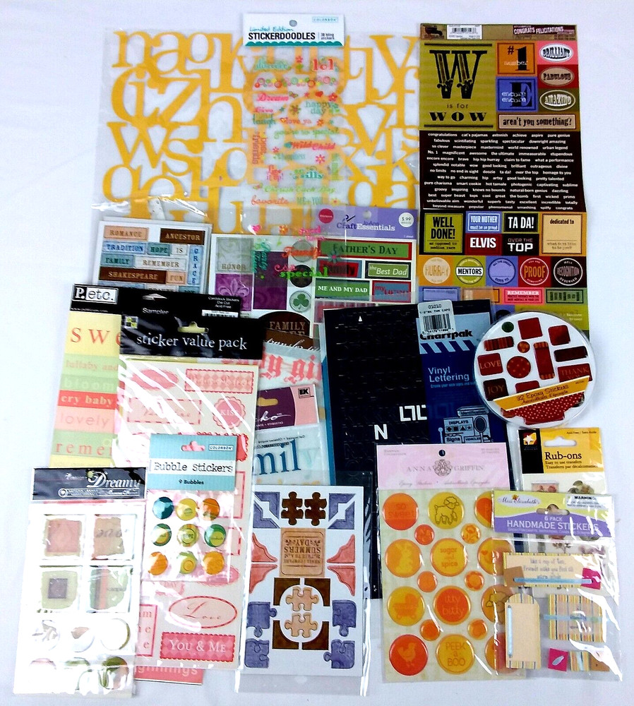 Scrapbooking Stickers Lot of 18 Letters Words Phrases Anna Griffin-Sticko & More