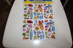 Laser Beach/Ocean Sticker 74PC Surf Board Jet Ski Palm Tree Snorkel Scrapbooking