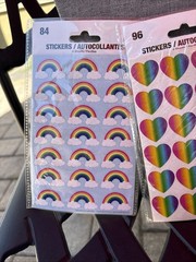 168 Rainbow & 96 Heart Stickers 4 Sheets Per Pack~3 NOS Sealed Packs