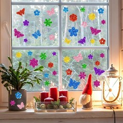 Self-Adhesive Glitter Foam Stickers – 512 PCS Spring Flower & Butterfly Set