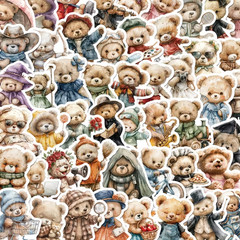 55pcs Cute Teddy Bear Stickers Waterproof Adorable Decals for Phone Case Laptop