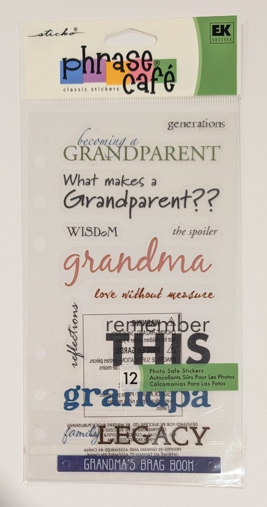 Sticko Phrase Cafe Grandparent Grandma Grandpa Scrapbooking Stickers