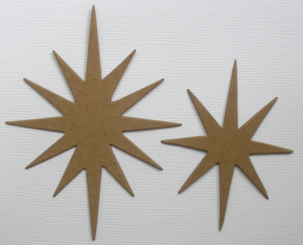 {6} STARBURST – Raw Bare Unfinished Chipboard Die Cuts Star Embellishments