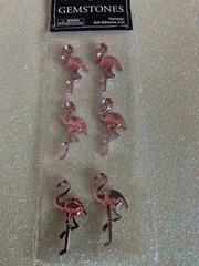 GEMSTONE ADHESIVE ACRYLIC PINK FLAMINGO STORK FLAMINGO 3D 6pcs