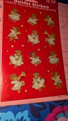 Vintage American Greetings Stickers Christmas Teddy Bear Angels Pack 4 Sheets