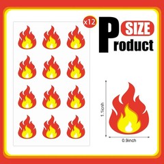 Fulmoon 144 Pcs Fire Vinyl Stickers 1.18 x 0.91 Inches Waterproof Red, Yellow