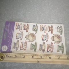 Michel & Company Gilted Stickers Tea Time Teacups & Teapots, 2 Sheets, Acid-Free