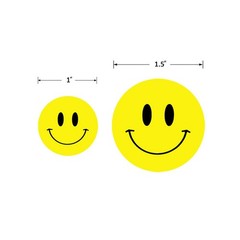Happy Face Circle Dot Reward Stickers, 500 Labels, 1.5 Inch Yellow