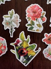 STICKERS x 10 Flowers Roses Poppy Gardenia Orchid Tulip Poppy Flower FL5