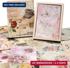 200 Sheets of Vintage Scrapbook Paper, Journaling Scrapbooking Supplies Craft De