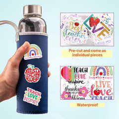 100 Pcs Teacher Stickers Teacher Appreciation Gifts Bulk Vinyl Waterproof Sticke