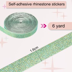 Self Adhesive Rhinestone Strips 6 Yards 0.6 Inch for Craft,Dark Green AB