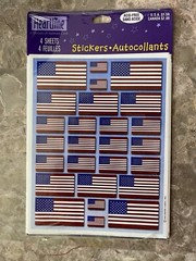 3 Vintage Heartline Stickers, USA flags