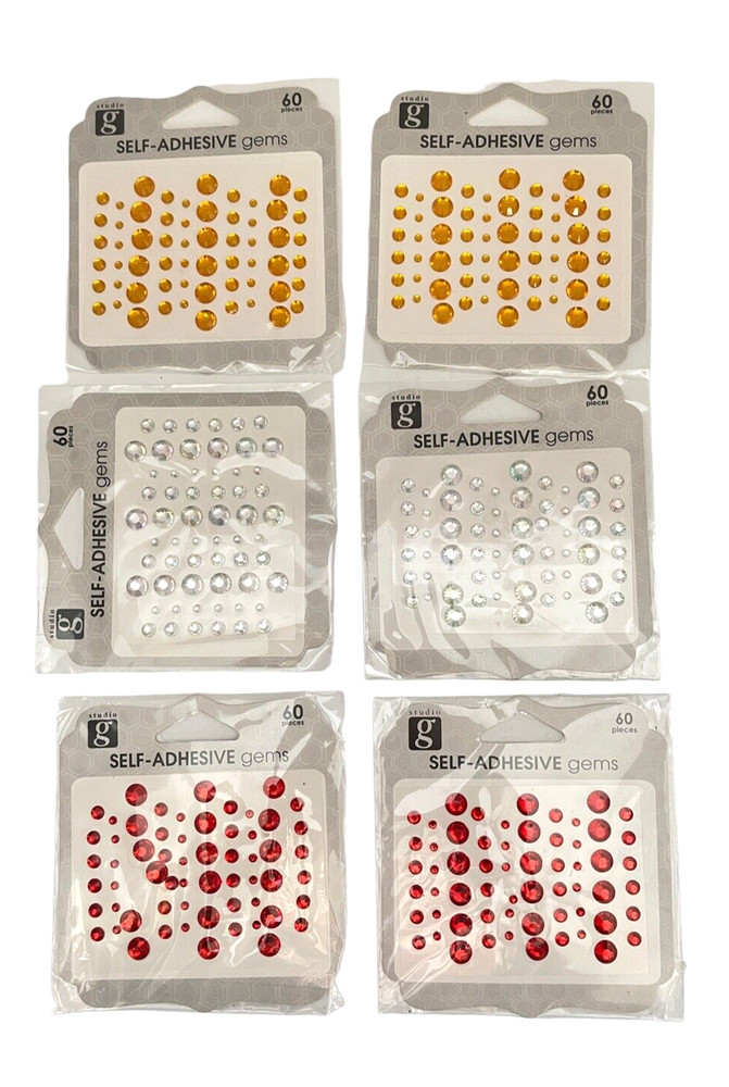 Studio G Lot Self-Adhesive Gems For Crafts Scrapbooking Red Yellow Clear