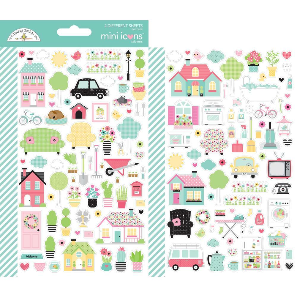 Crafts Doodlebug Icon Stickers My Happy Place Houses Vehicles Household Goods