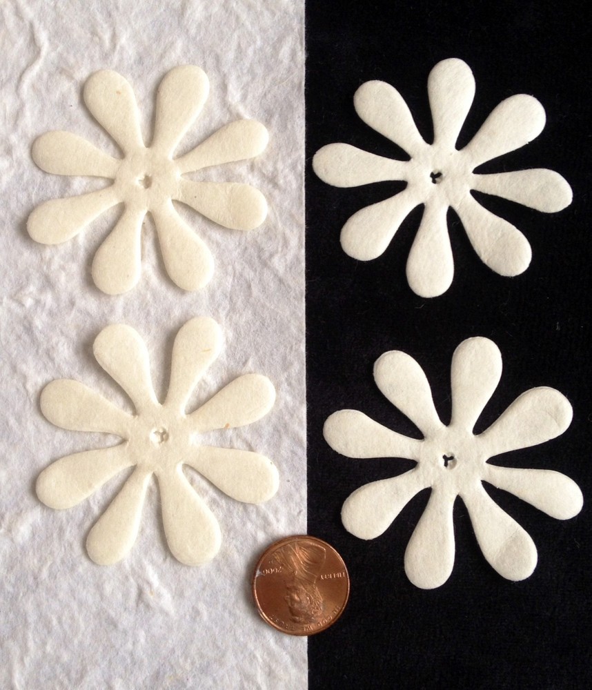 10 Flowers Ivory petals Cream off white Flower Handmade mulberry paper Wedding