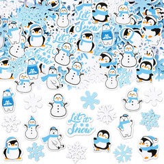 500Pcs Winter Foam Stickers – Snowflake, Snowman, Penguin, Bear Decals