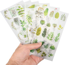 Plants Scrapbook Stickers,12 Sheets DIY Decorative Green Leaf Decals Stickers fo