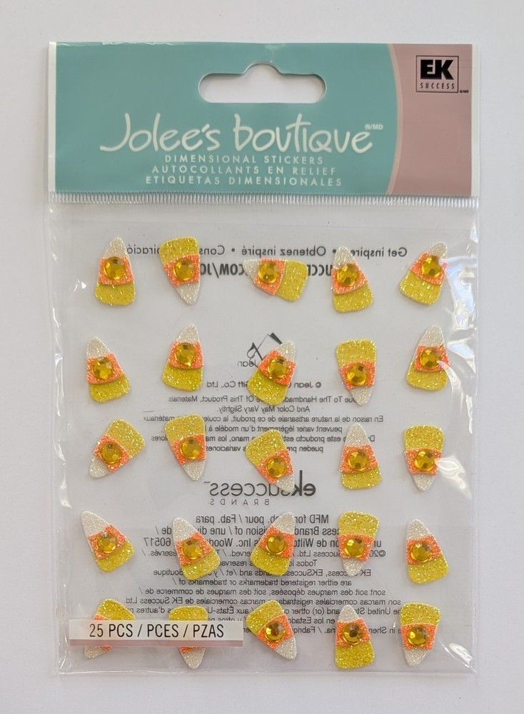 RARE Jolee’s Glitter Candy Corn Repeats Halloween Scrapbooking Stickers