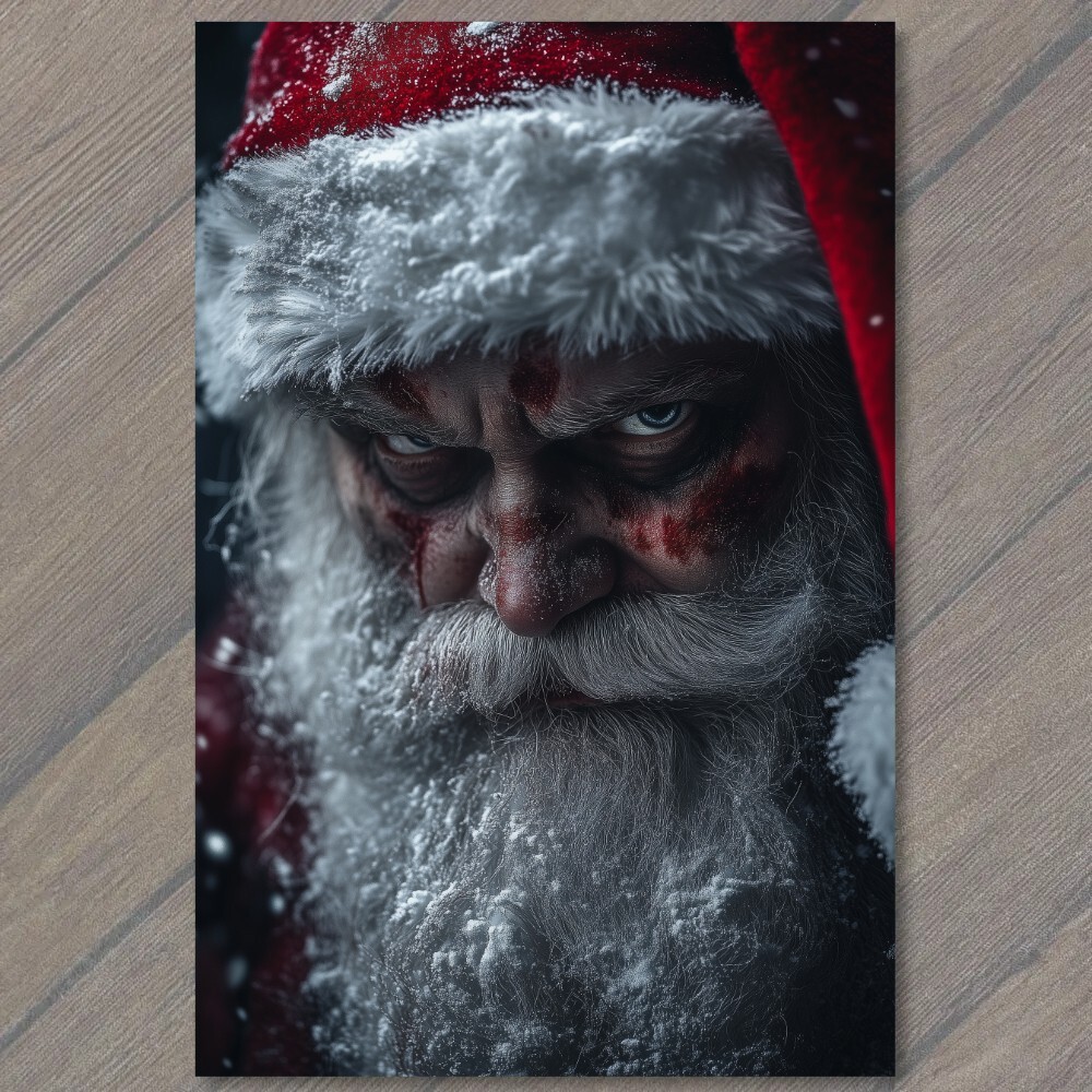 STICKER Sinister Santa Claus Evil Stare Snowy Beard Horror Menacing Xmas