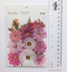 Pink Pressed Fabric Flowers Scrapbooking Embellishments By Recollections