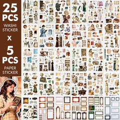Reading Scrapbooking Stickers 400 Pre-Cut Washi Stickers & 20 Scrapbook Papers V
