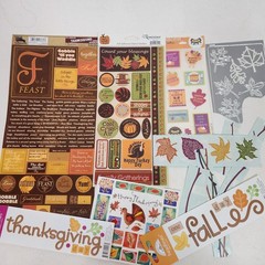 Autumn Thanksgiving Scrapbook Stickers Paper Lot Reminisce Scenic Route Alpha